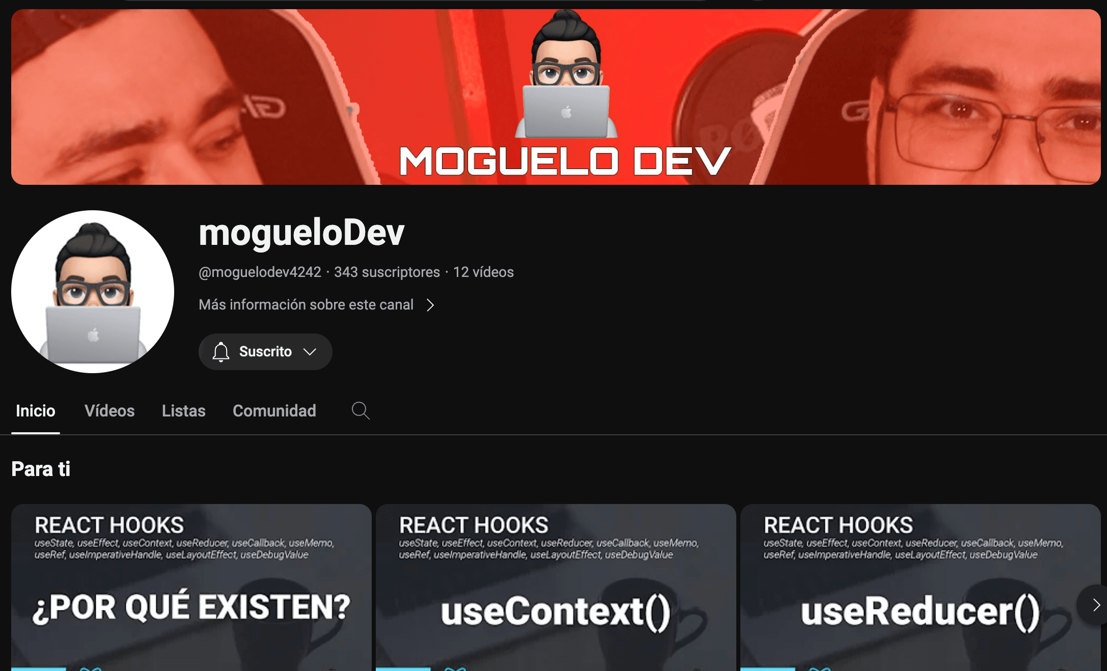 Youtube Channel (mogueloDev)